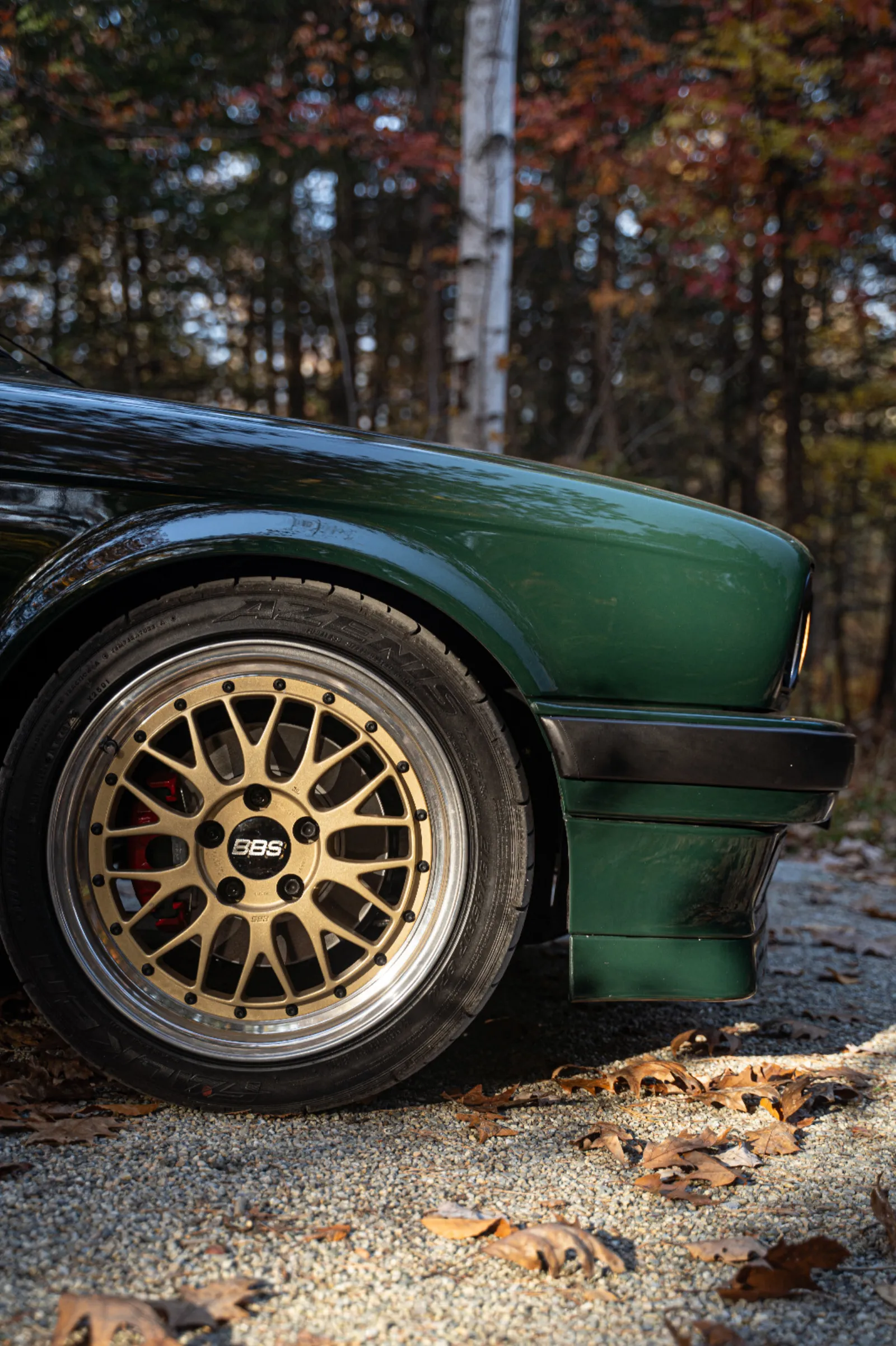 Skudak BMW E30 profile in British Racing Green